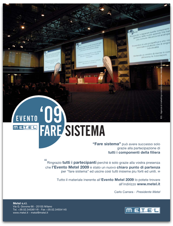 Progetto grafico Pagina Pubblicitaria Evento Metel 2009 Progetto grafico Pagina Pubblicitaria Evento Metel 2009