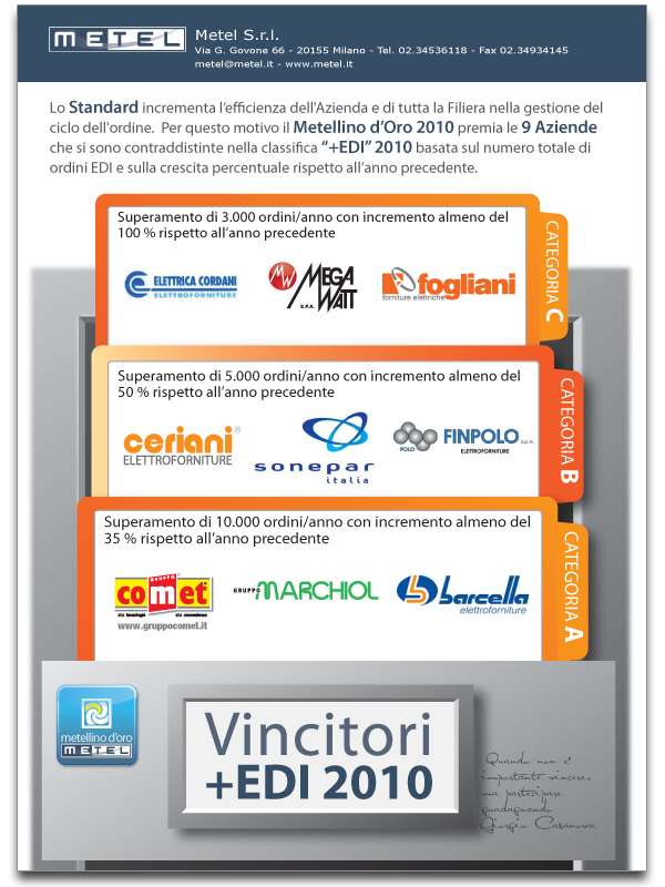 Pagina pubblicitaria Metel vincitori +edi 2010 Pagina pubblicitaria Metel vincitori +edi 2010