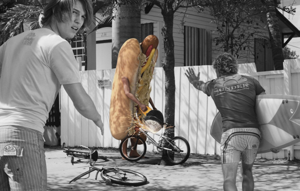 wurst bny Hot dog a colori su fondo bianco per mostrare il lavoro eseguito