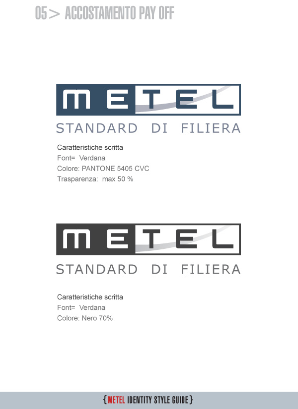 Metel Identity Style Guide - Accostamento Pay Off Metel Identity Style Guide - Accostamento Pay Off