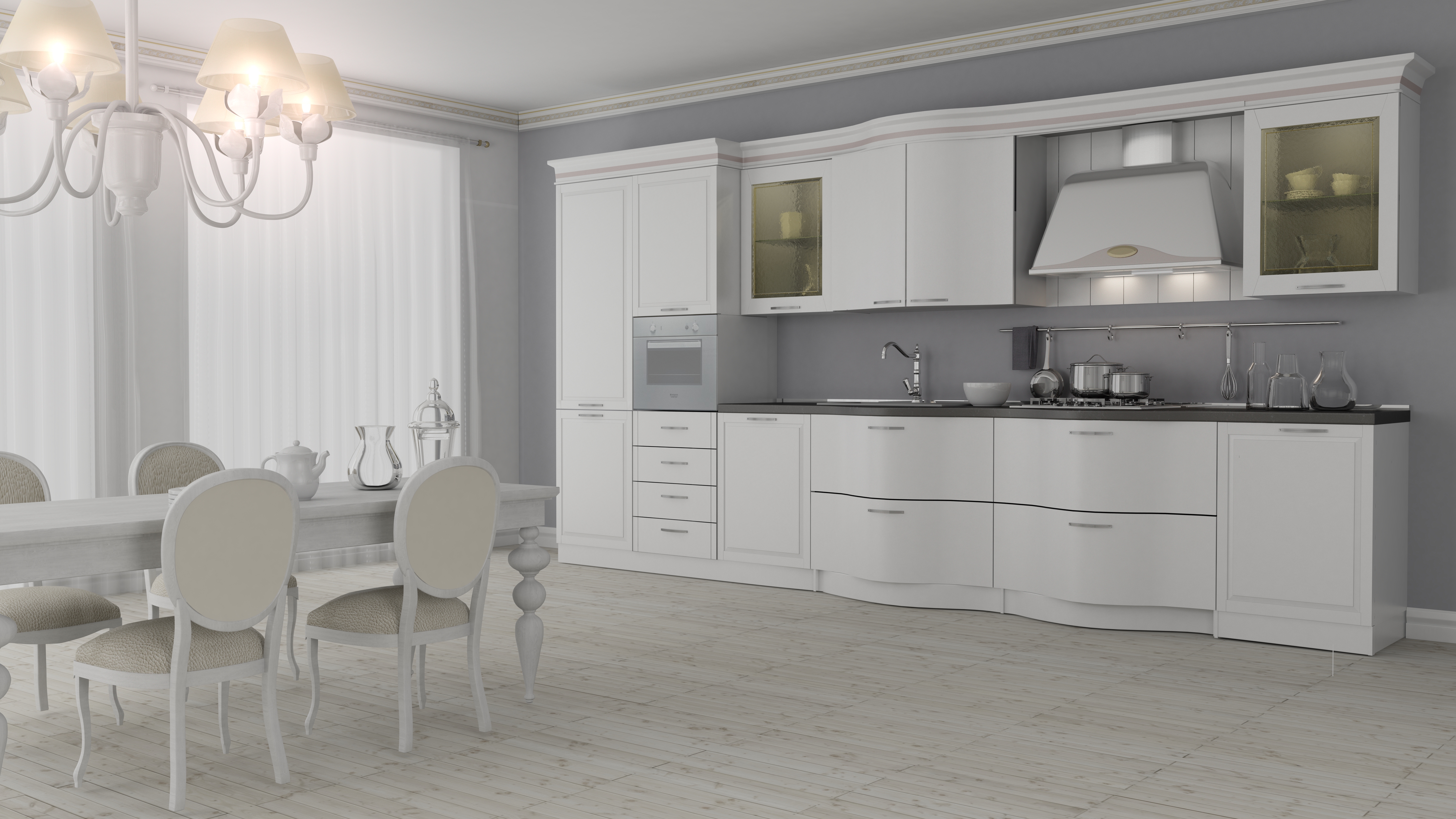 Il Rendering Di Una Cucina In Altissima Qualità