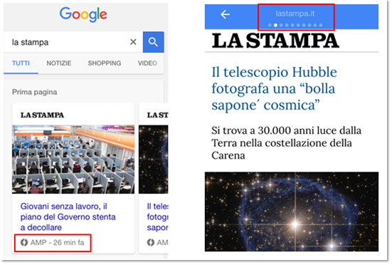 La Stampa esempio di notizia AMP