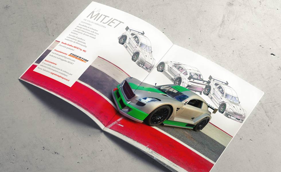 Brochure cartacea realizzata per il cliente Mitjet italian