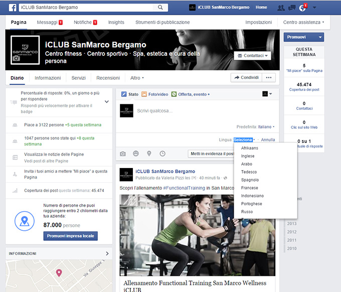 Come pubblicare un post su Facebook in piu lingue Idee e Soluzioni S.r.l.