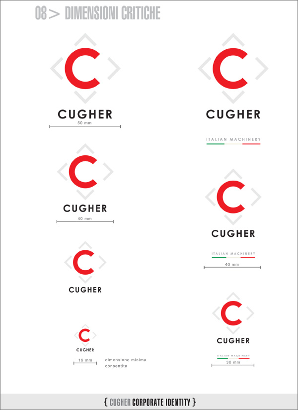 Cugher - Identity Style Guide - Studio del Logotipo pagina - Pagina 08 - Verifica della dimensione minima di utilizzo Verifica della dimensione minima di utilizzo