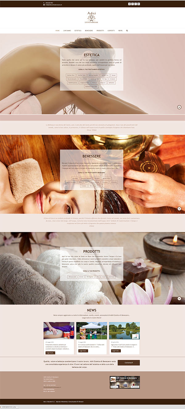 Idee e Soluzioni realizza il Sito per Aditi Estetica e Benessere