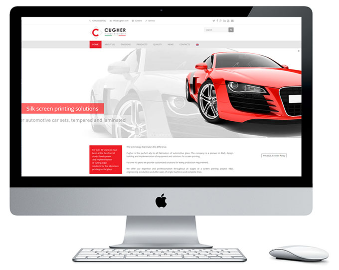 Presentazione Siti Internet Cugher Glass Layout Home Page Sito Www.cugherprintingautomotive.com