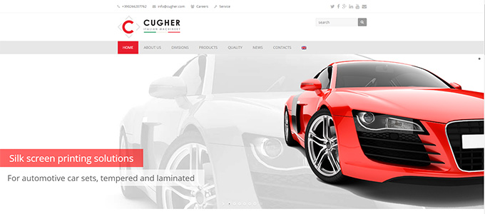 Presentazione siti internet Cugher Glass icona home page sito cugherprintingautomotive